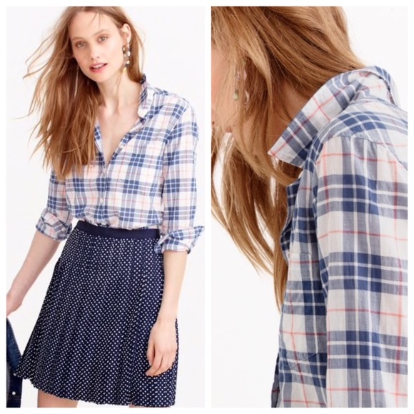 J. Crew Tops - J.Crew Summerweight shirt in navy plaid